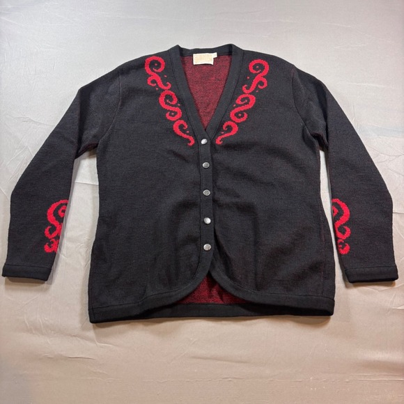 Vintage Pendleton Wool Cardigan Sweater Mens Medium Tall Red Accent - Picture 1 of 7